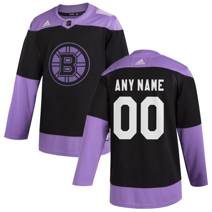 Boston Bruins Adidas Hockey Fights Cancer Custom Practice Jersey Black